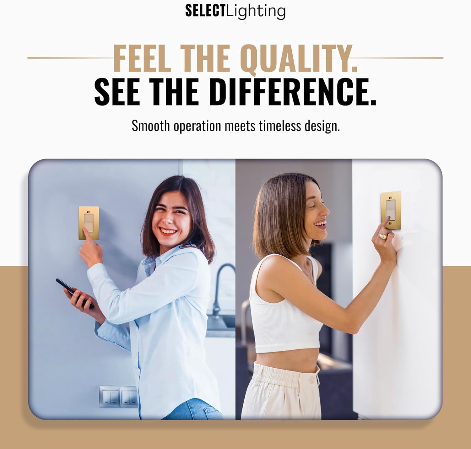 SELECT 1-Gang Satin Brass Wall Plate, Electrical Receptacle Wall Outlet Faceplate, GFI/Rocker Decorator Light Switch Cover