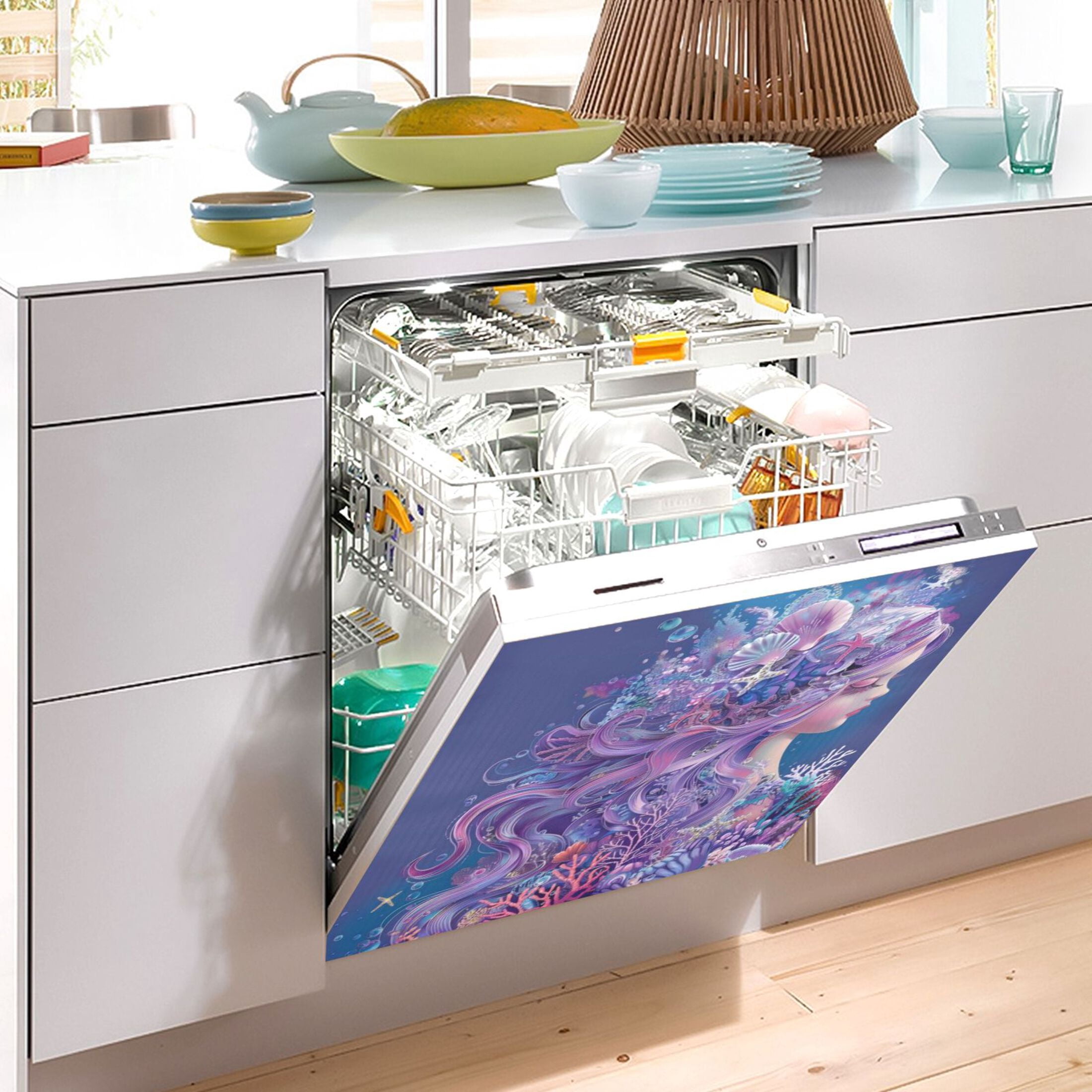 Dishwasher Magnetic Sticker 23x26 Inch Refrigerator Magnetic Sticker Washing Machine Magnetic Sticker Kitchen Panel Magnetic Sticker Home Decor Pink Eye Shadow Coral Princess