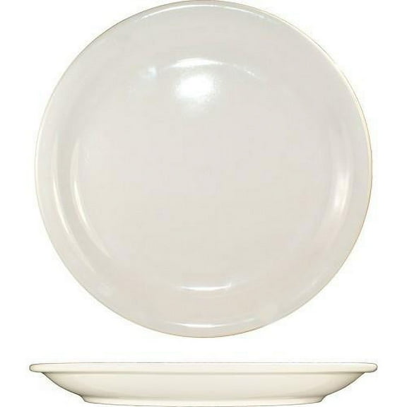 International Tableware Valencia Narrow Rim Round Plate American White, 9" Diameter x 3/4" Height, Stoneware | 24/Case