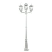 Three Light White Clear Beveled Glass Post Light