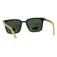 thumbnail image 4 of Mens Bamboo Wood Oversize Rectangular Horn Rim Sunglasses Black Green, 4 of 4