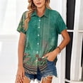 thumbnail image 4 of Dwralegc Womens Short Sleeve Tunic Blouse Button Down V Neck Shirt Dressy Business Casual Tops Work Summer Spring Solid Color Short Sleeve Clothes Green S, 4 of 5