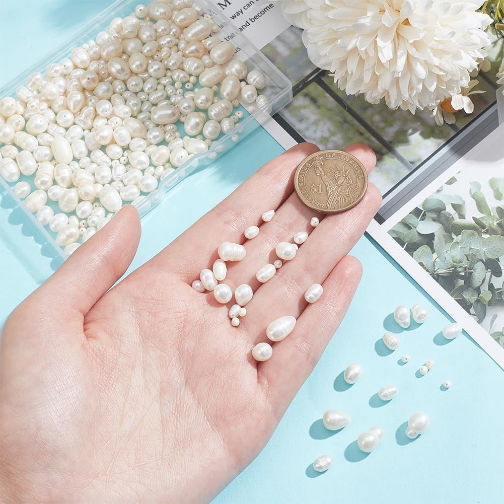 6 Strands 6 Styles Natural Cultured Freshwater Pearl Beads Strands Oval & Rice Seashell Color 1.5~2x1.5~3x1.5~2mm Hole: 0.5mm about 142pcs/strand 13.78 inch(35cm) 1 strand/style