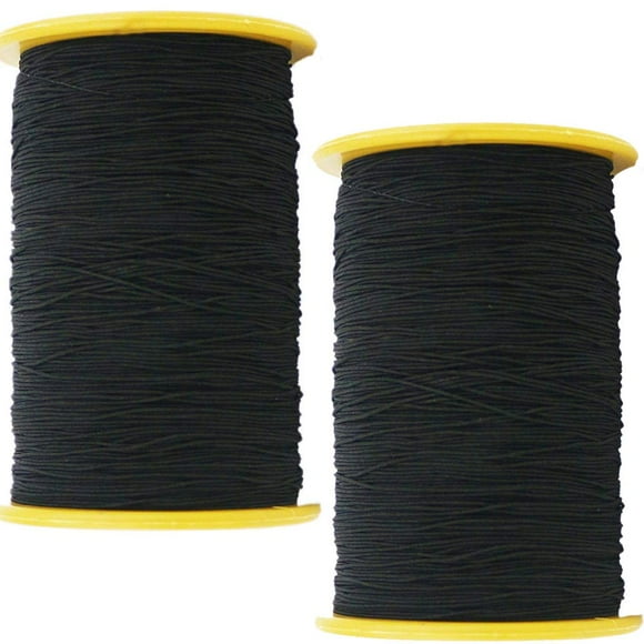 TIHOOD 2PCS 0.5mm Thickness 547 Yard Elastic Thread Black