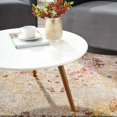 thumbnail image 2 of Contemporary Modern Urban Designer Living Room Lounge Club Lobby Round Coffee Table, Wood Metal Steel, White Natural Walnut, 2 of 3