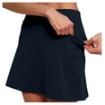 thumbnail image 2 of SUYIDA Womens Mini Skirt Solid Color Trendy Summer High Waisted Yoga Skirt for Running Training Navy,XL, 2 of 5