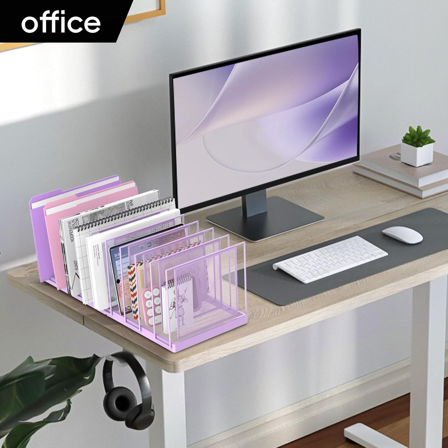 INTIGE Desktop File Sorter, Vertical File Folder, Mail Sorter Organizer, Metal Desktop Paper Folder Organizer