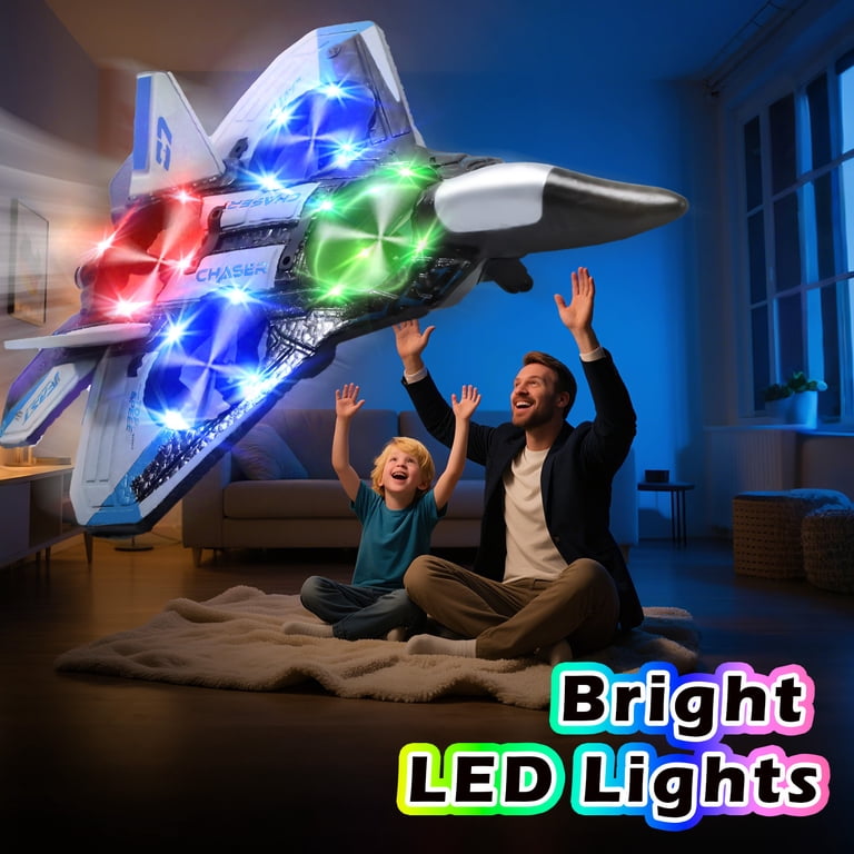 RC Jet Fighter Stunt Plane - EPP Foam, 360° Flips, LED Lights, 2.4GHz Remote For Kids & Adults