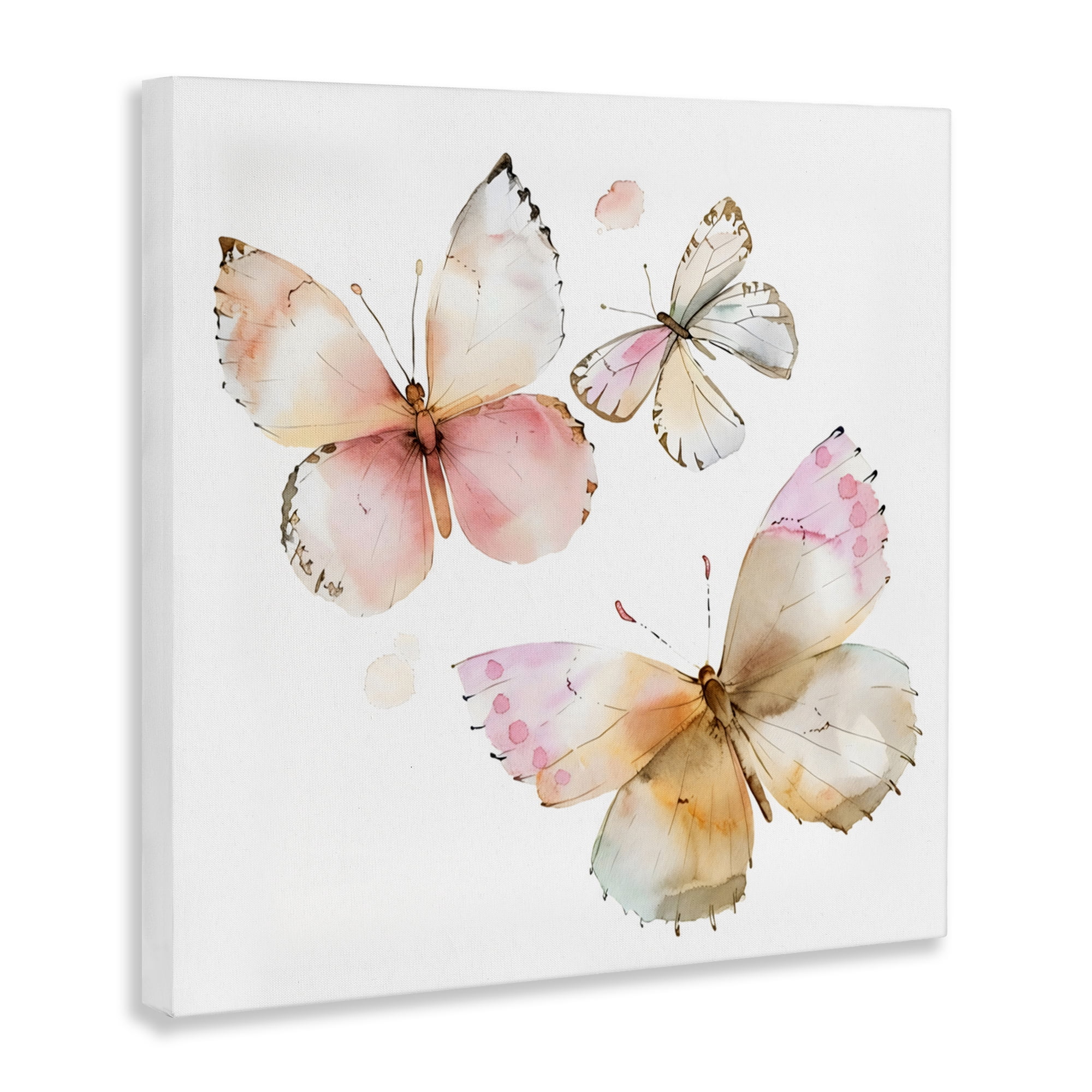 Stupell Industries Pink Watercolor Butterfly Trio Canvas Wall Art, design by Creative Studio