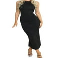 thumbnail image 1 of Femmes Bodycon Robes Spaghetti Sangle Sans Manches Serrés Longue Robe Arrière Fente Club Partie Robe Blanche S, 1 of 4
