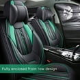 thumbnail image 4 of Leadwolf 2PCs Front Car Seat Covers Leather for Cadillac for CT4 2020-Present 2 Seats Airbag Compatible Waterproof Soft Front Set Cushion Protector with Pillow Black and Green, 4 of 8