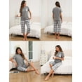 thumbnail image 5 of Women's Short Sleeve Pajamas Sets with Capri Pants 2 Piece Womens Capri Pajama Sets with Pockets Summer Plaid Print Sleepwear Set for Women, S-XXL, 5 of 12