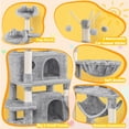 thumbnail image 4 of Alden Design 67" H Multi-Level Cat Tree Tower with 2 Cat Condos & Hammock Basket, Light Gray, 4 of 10
