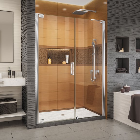 Elegance-LS 50 3/4 - 52 3/4 in. W x 72 in. H Frameless Pivot Shower Door in Chrome
