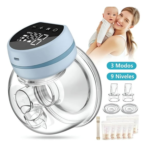 XIRQI Hands-Free Portable Breast Pump USB Rechargeable 3 Suction Modes & 9 Intensities Quiet Wearable Electric Breastfeeding Pump Compact,Easy Clean In-Bra Design 1 Set Blue Polypropylene