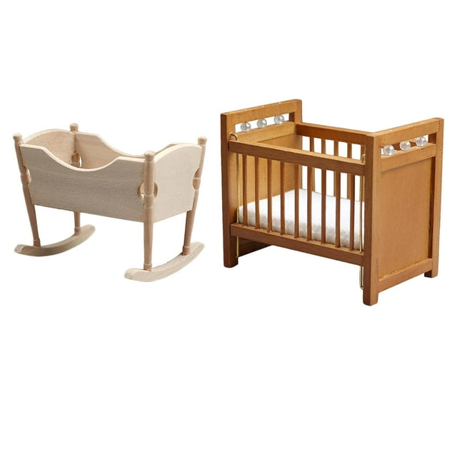 1/12 Casa de Cuna DIY Artesanía Muebles de Dormitorio Juguete para Niños Bebé