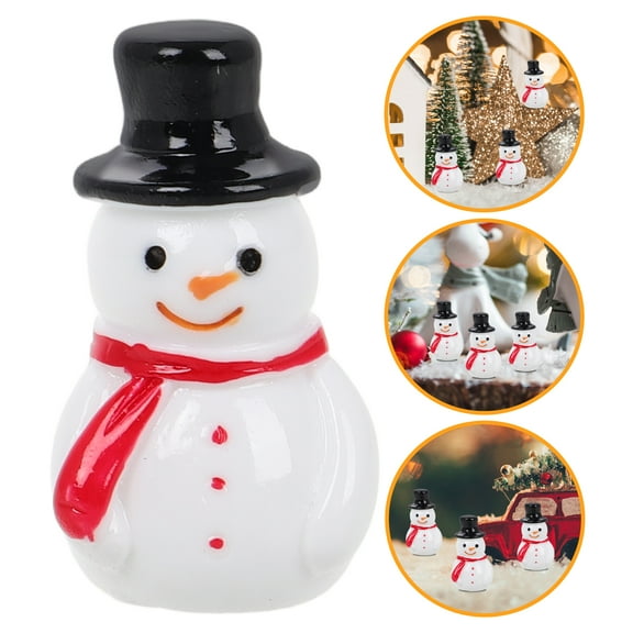LEDMOMO Adorable Tiny Snowman Figurines Resin Black for Indoor Outdoor 30Pcs
