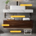 thumbnail image 5 of Dextrus 39.4 in Bathroom Vanity Floating Wall Mounted Bathroom Cabinet Glossy Cabinet Storage Wooden Vanity with Ceramic Basin Sink and 2 Drawers, Walnut & White, 5 of 6