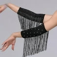 thumbnail image 7 of Segolike 1 Pair Latin Dance Arm Sleeves Competitions Shiny Comfortable Tassel Arm Sleeves Black Silver, 7 of 7