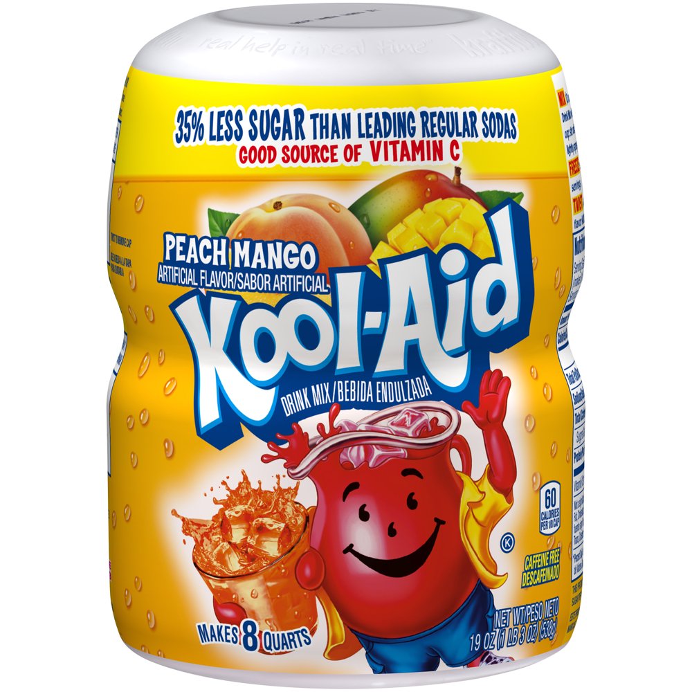 KoolAid Sweetened Peach Mango Powdered Drink Mix, Caffeine Free Jar