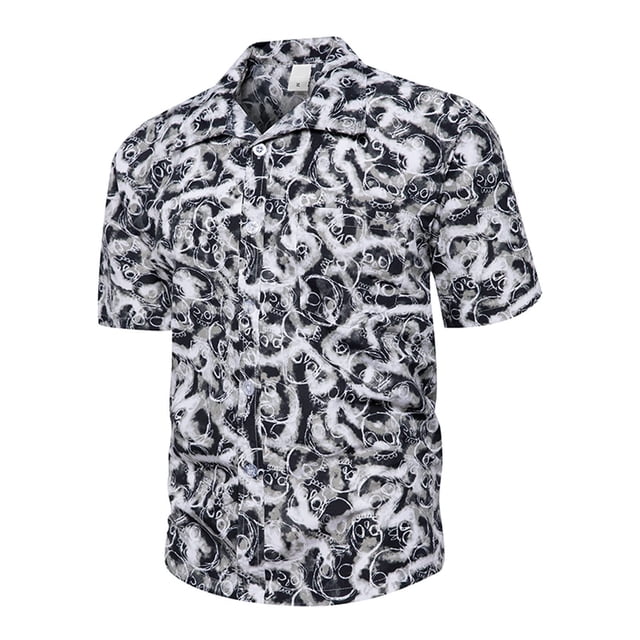 Chemise Hawaïenne pour Hommes Manches Courtes Imprimée Boutonnée Chemises de Plage d'Été