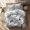 thumbnail image 2 of Sketch Style Twin Size Comforter Set, Simple Computer Game Console Lines Bedding for All Seasons, 4 Pcs Bed Set, 1 Quiltcover (68"x86") ,1Sheet(67"x116"), 2Pillowcases (30"x20"), 2 of 9