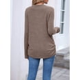 thumbnail image 4 of Womens Sweaters Long Sleeve Shirts Fall Fashion Trendy Tops Ruched Outfits Winter Clothing Coffee S, 4 of 9
