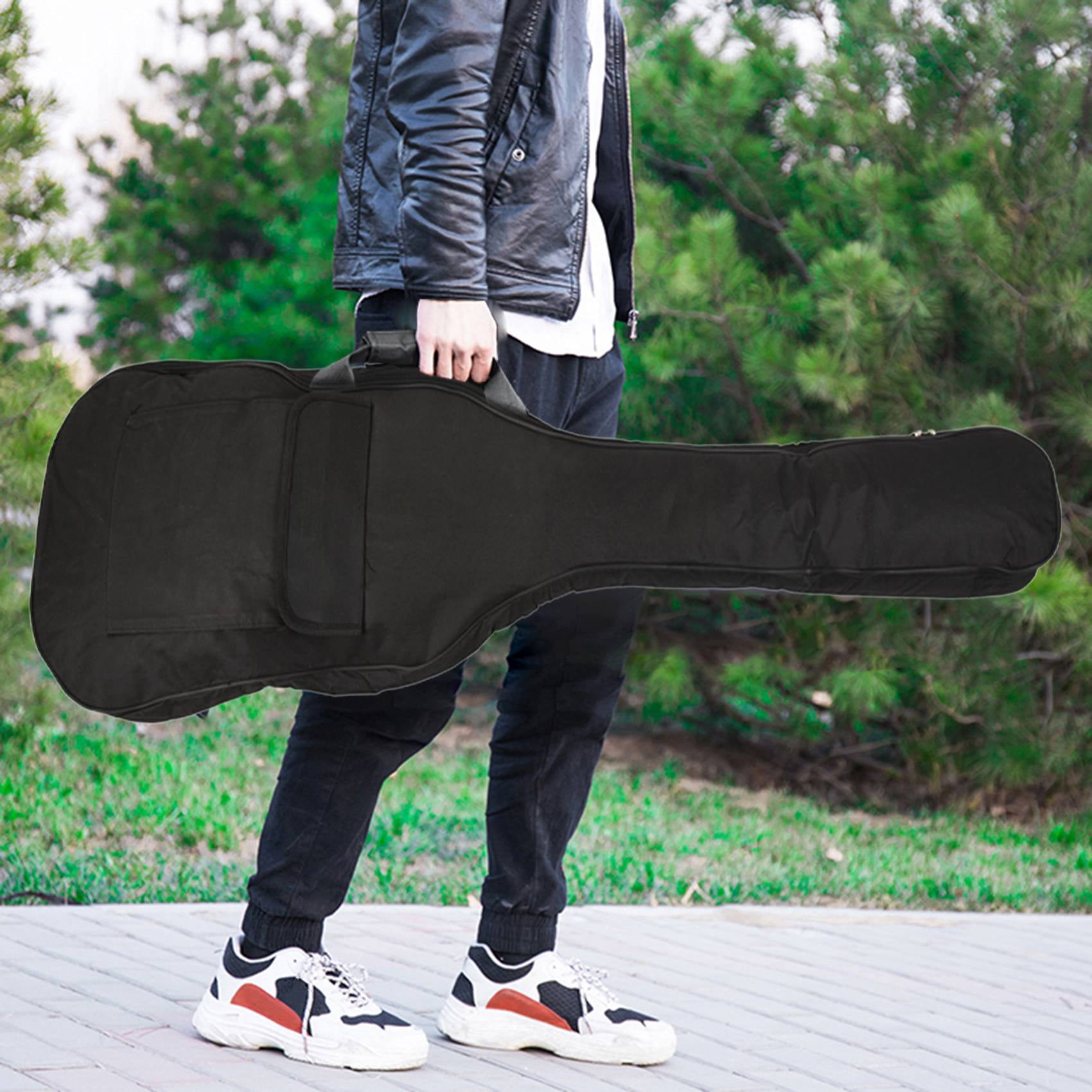 Black Waterproof Double Straps Bass Backpack Gig Bag Case for Electric