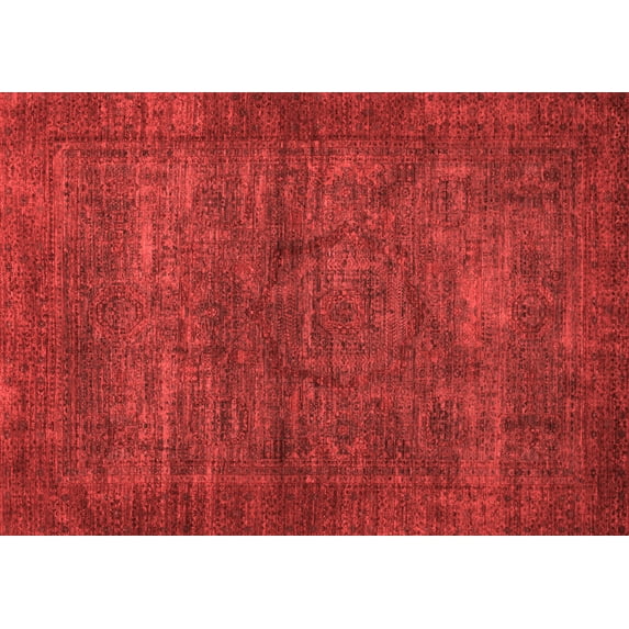 Ahgly Company Machine Washable Indoor Rectangle Abstract Red Modern Area Rugs, 2' x 5'