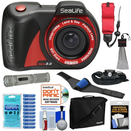 SeaLife Micro 2.0 64GB Wi-Fi Underwater Digital Camera with Case + LED Torch + Straps + Silica Gel + Kit