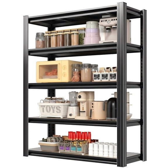 IKIMI 72"H 5-Tier Metal Garage Shelving, 2500Lbs Heavy Duty Adjustable Garage Storage Shelves for Home, Garage, Basement, 72"H x 35.5"W x 15.75"D