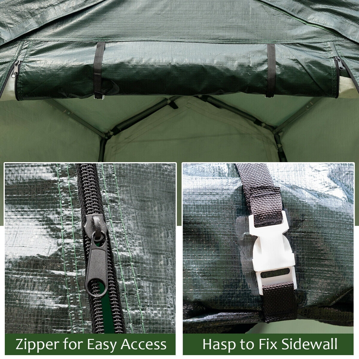 Gymax 6'x8' Patio Tent Carport Storage Shelter Shed Car Canopy Heavy Duty Green