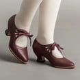 thumbnail image 2 of Juebong Cute Ladies Shoes Dressy Pointed Toe Pumps Chunky Low Heels Sweet Ankle Strap Party Dress Shoes Red,38, 2 of 8