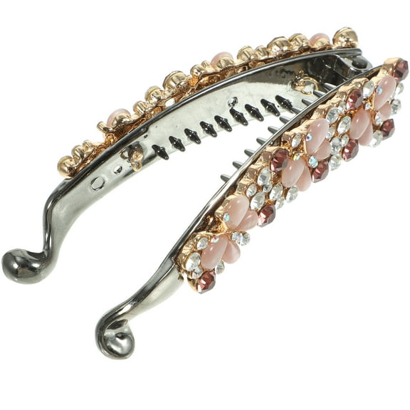 Rhinestone Hair Clip Banana Clips for Women Fine Pin Bobby Pins Korean Version Styling Miss Women's