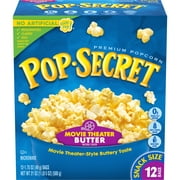 Pop Secret Microwave Popcorn, Movie Theater Butter Flavor, 1.75 oz Snack Bags, 12 Ct