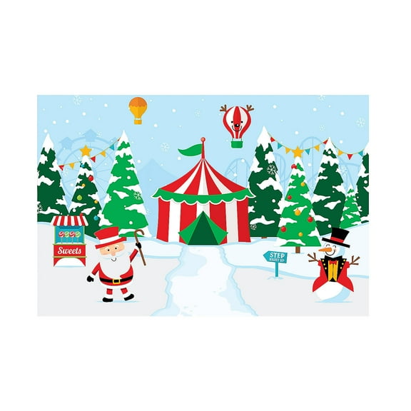 Christmas Carnival Backdrop Banner, Party Decor, Christmas, 3 Pieces