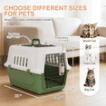 thumbnail image 5 of MoNiBloom 22" Pet Cage Portable Travel Carrier Transport Box, Hard Sided Dog Cat Kennel with Handle and 2 Doors, Airline Approved, White/Forest Green, 5 of 10