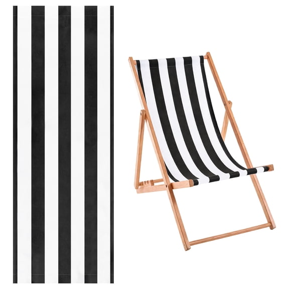 Uxcell 41x113cm Beach Sling Chair Replacement Canvas Lounge Fabric Striped Black