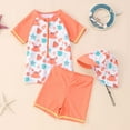 thumbnail image 2 of Boys Swim Shirt Toddler Baby Boys Coconut Tree Crab Dinosaur Print Swimsuit with Rash Guard Hat Quick Dry Sun Protection Swimsuit Bathing Suits for Teens Orange 3 Years-4 Years, 2 of 7