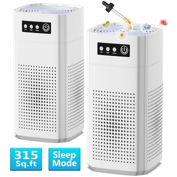AIRFIRE Air Purifiers for Bedroom 315 Sq.ft, HEPA Air Purifiers with Night Light , Air Cleaner for Pets, Pollen, Wildfire, Model AP202, 2 Pcs/ Case