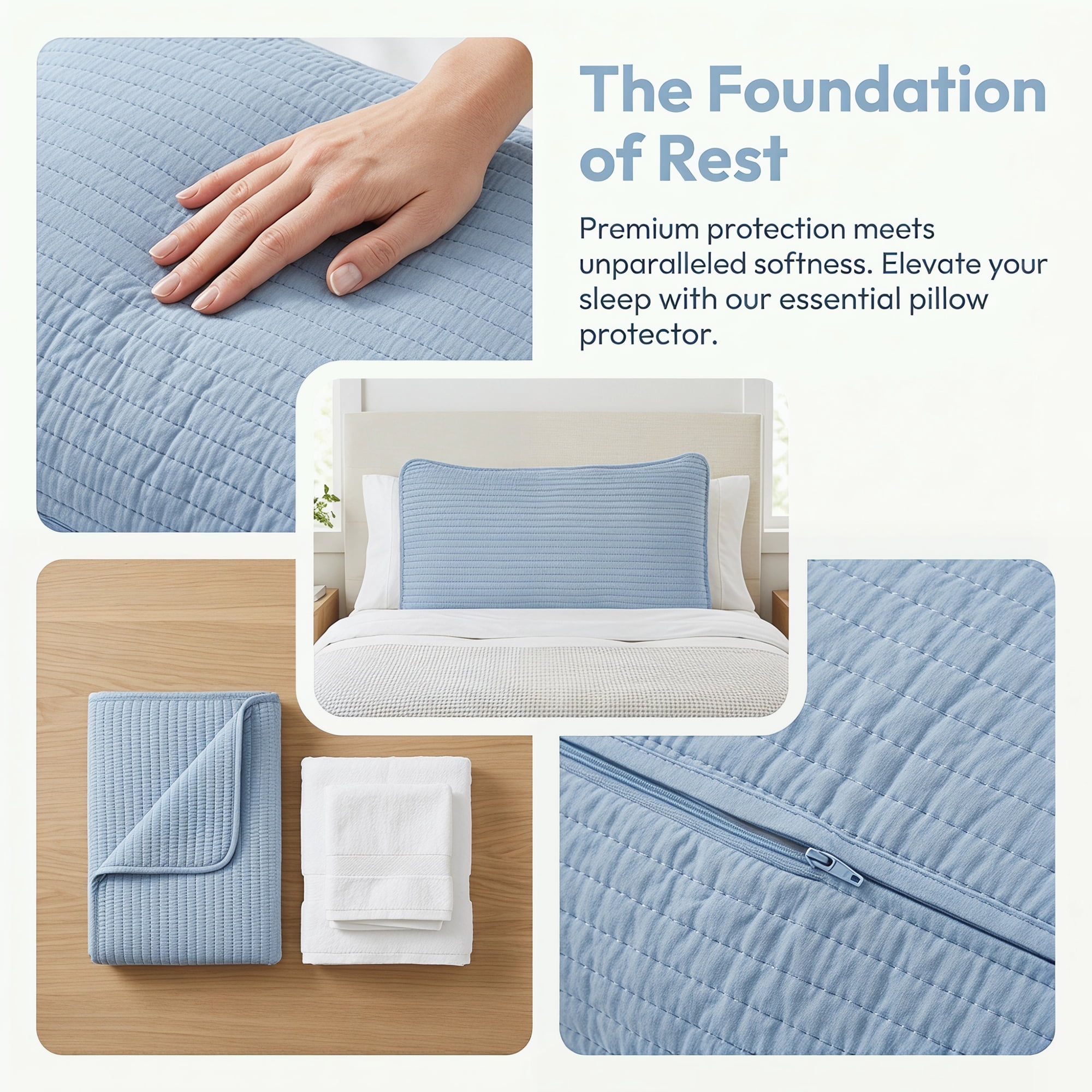 Unique Bargains Comfortable Envelope-style Pillow Protector, 2-pack Quilted Blue 19"x29"