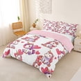 thumbnail image 3 of Metsweet Cute Unicorn Duvet Cover King, Love Heart Print King Bedding, Pink White,Pink Reversible,3 Pieces,1 Duvet Cover and 2 Pillowcases, 3 of 6