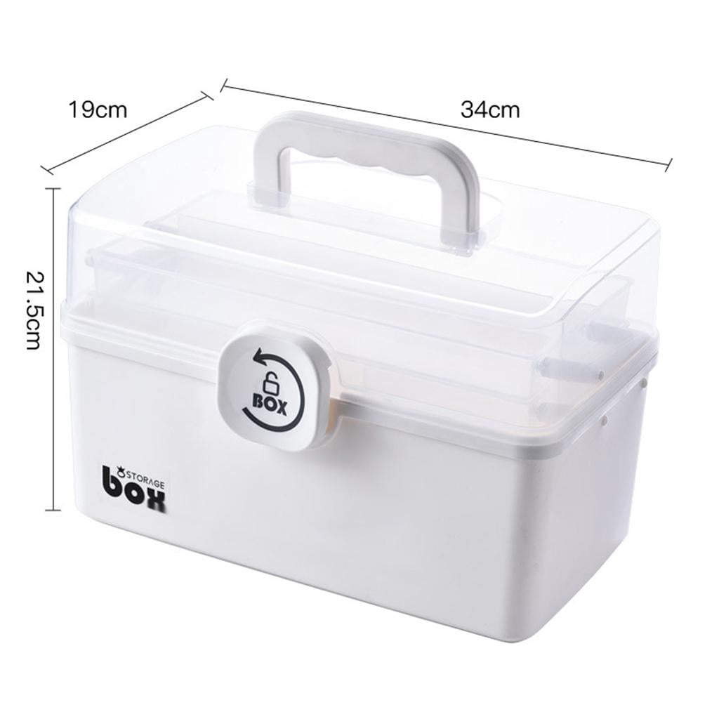 Axioma First Aid Box with Portable Handle, Family Emergency Kit, Multi-Purpose Box, Emergency Transparent Lid Box, Easy Accessibility White 3-Tier