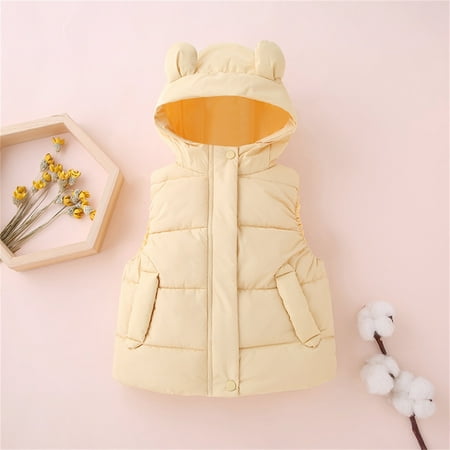 

Sweater For Child Toddler Kids Baby Boys Girls Winter Warm Lightweight Bear Ears Hooded Sleeveless Padded Vest Jacket Waist Coat