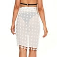thumbnail image 4 of Zando Sarong Beach Wrap with Tassels Bathing Suit Wrap Cover Ups Skirts Swimsuit Coverup Swim Skirt Furball White, 4 of 4