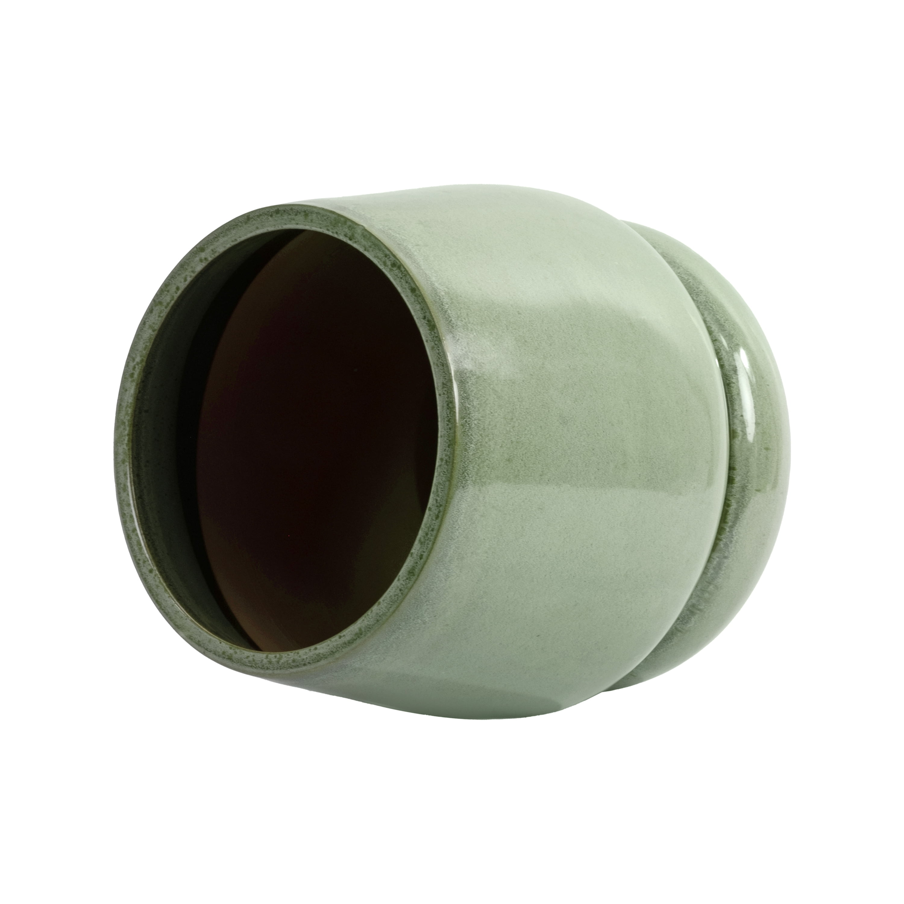 Beautiful 12" Soft Sage Bubble Base Tapered Ceramic Planter with Saucer by Drew Barrymore