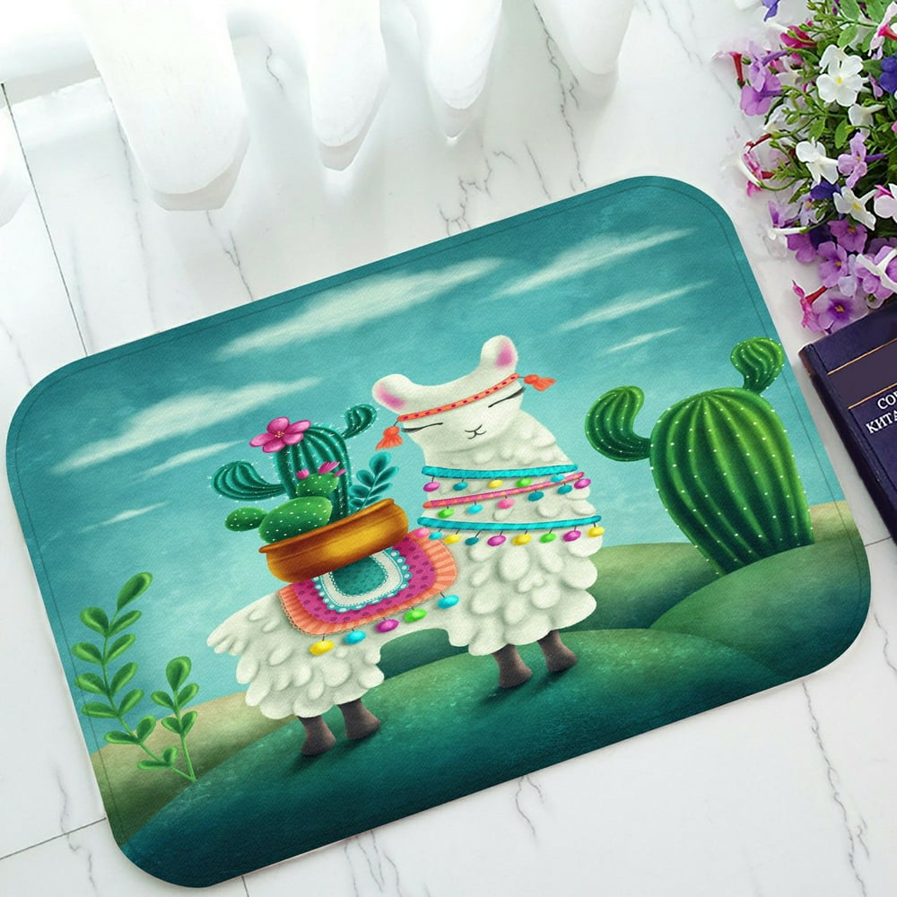 ECZJNT cute llama Doormat Bath Mat Rug Entrance Rug Floor Mats 23.6x15