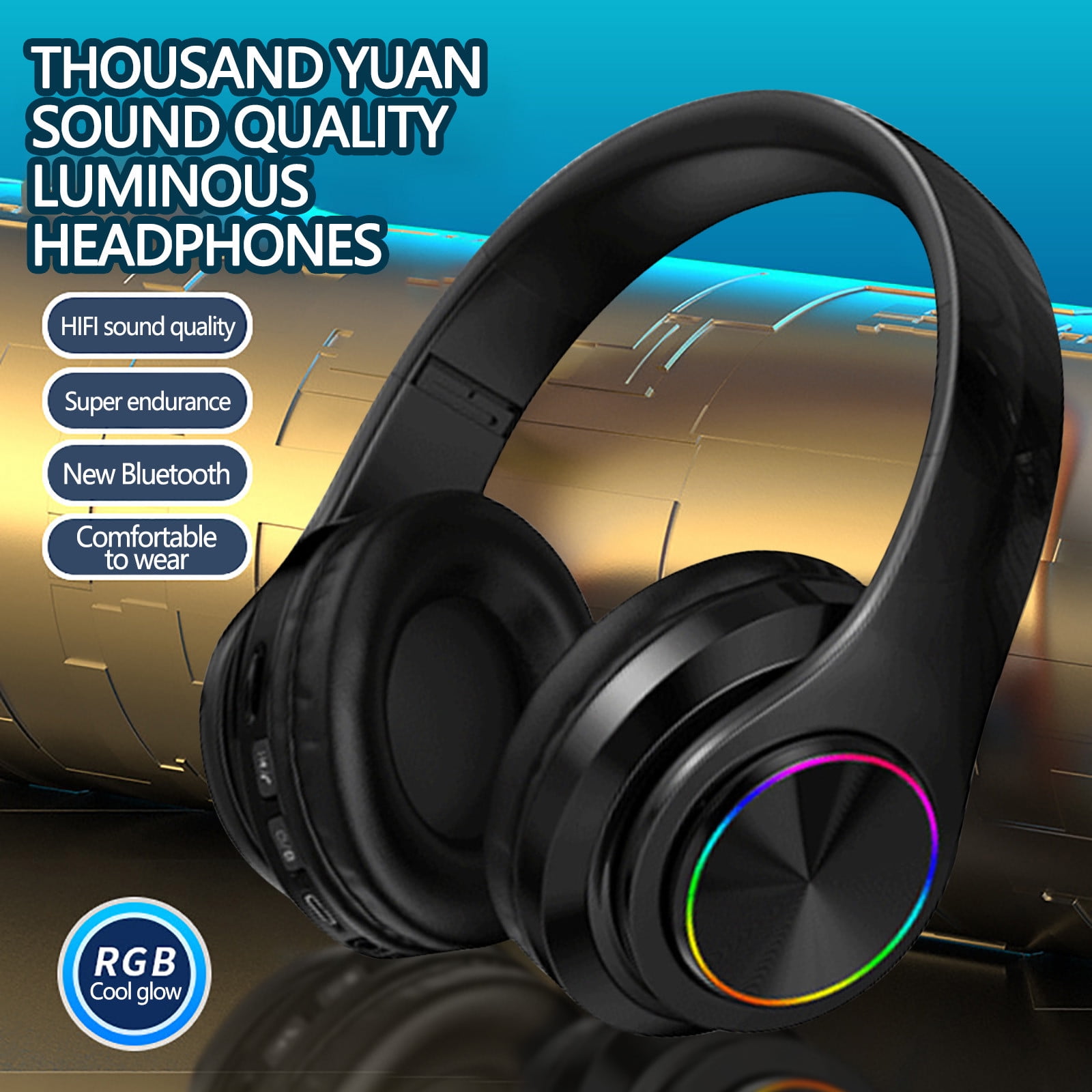 Zxsyw Bluetooth Headphones with Luminous Colors, Macaron