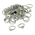 thumbnail image 2 of 100pcs Adjustable Brass 8mm Blank Round blank blanks base ring setting blank bezel Base Ring DIY Finding silver, 2 of 9