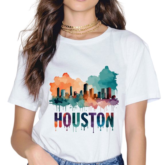 Houston Texas Watercolor Skyline Home State Souvenir Gift T-Shirt